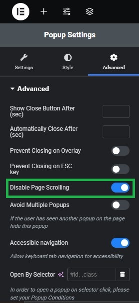 How to Stop the Page from Scrolling to the Bottom When the Elementor Popup Appears
